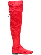 Alberta Ferretti Velvet Over-the-knee Boots - Red