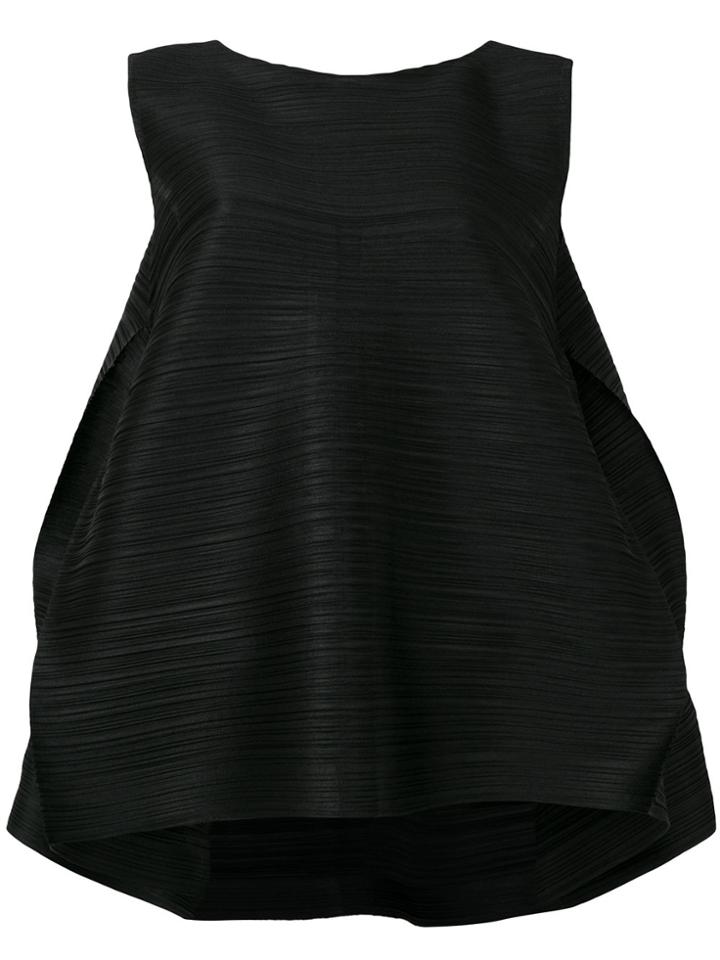 Pleats Please By Issey Miyake Pleated Side Wing Sleeveless Top - Black