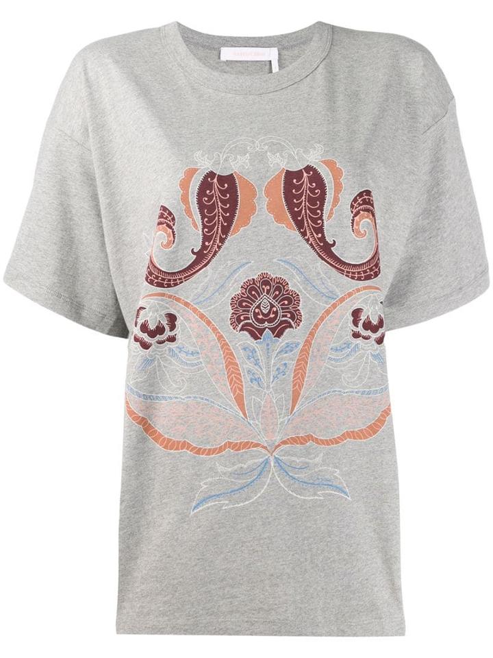 See By Chloé Paisley Design T-shirt - Grey