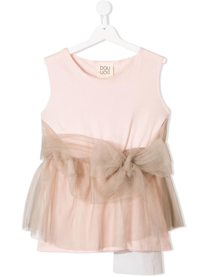 Douuod Kids Teen Tulle Bow Top - Pink