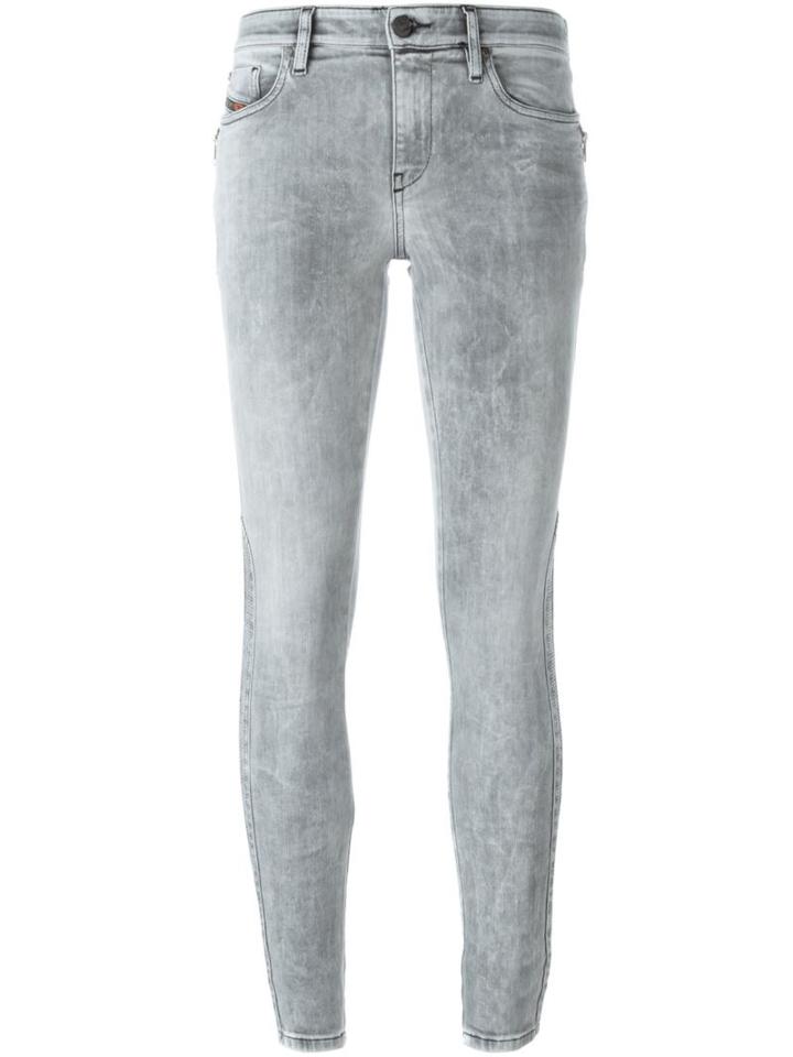Diesel Side Zip Skinny Jeans, Women's, Size: 26/32, Grey, Cotton/polyester/spandex/elastane