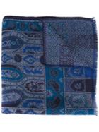 Etro Printed Scarf, Women's, Blue, Silk/wool