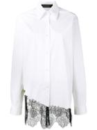 Filles A Papa - Foxy Lace Asymmetric Shirt - Women - Cotton/polyamide/spandex/elastane - 3, Women's, White, Cotton/polyamide/spandex/elastane