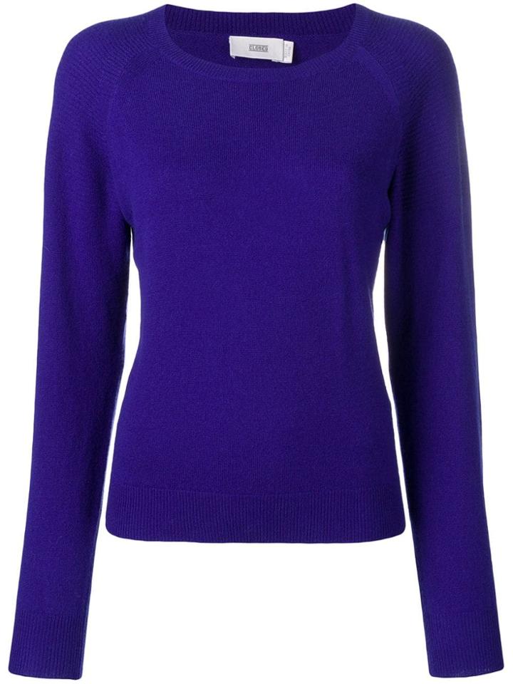 Closed Ribbed Shoulders Jumper - Blue
