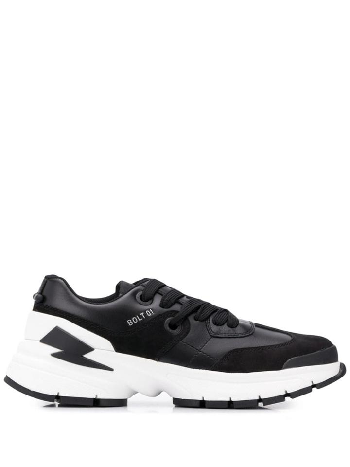 Neil Barrett Lighting Bolt Sneakers - Black