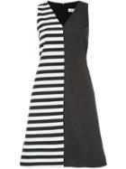 Han Ahn Soon Half Striped Print Dress - Black