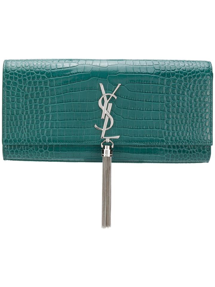 Saint Laurent Tassel Clutch Bag - Green