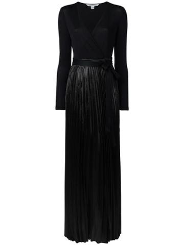 Diane Von Furstenberg Pleated Wrap Dress, Women's, Size: 4, Black, Viscose/rayon/nylon/metallic Fibre