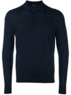 Z Zegna Long-sleeve Polo Shirt, Men's, Size: Xxl, Blue, Wool