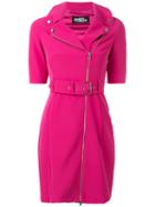 Jeremy Scott Zipped Shoulders Belted Dress, Women's, Size: 40, Pink/purple, Polyester/other Fibers