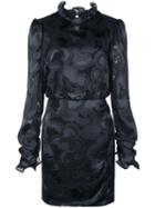 Saloni Rina Jacquard Crepe Dress - Black