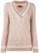 Missoni V-neck Pullover, Women's, Size: 42, Nude/neutrals, Nylon/rayon/wool