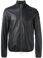 Emporio Armani Zip Up Jacket, Men's, Size: Xxl, Black, Lamb Skin/polyester