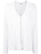 Brunello Cucinelli - V-neck Knitted Top - Women - Linen/flax/polyamide - S, White, Linen/flax/polyamide