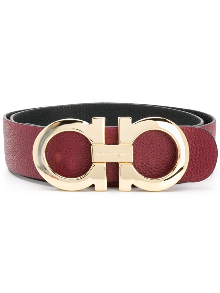 Salvatore Ferragamo Double Gancini Bit Belt - Pink & Purple