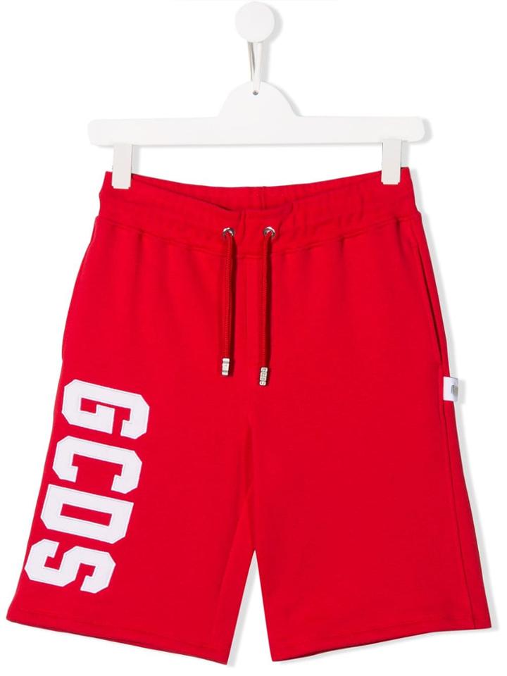 Gcds Kids Teen Logo Embroidered Shorts