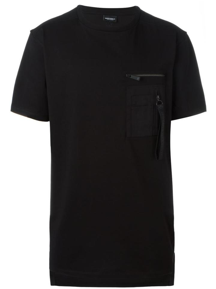 Marcelo Burlon County Of Milan Zip Pocket T-shirt, Men's, Size: Small, Black, Cotton/polyester