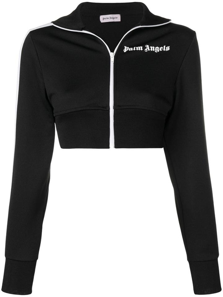 Palm Angels Logo Print Cropped Jacket - Black