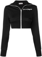 Palm Angels Logo Print Cropped Jacket - Black