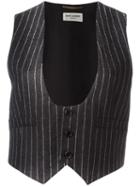 Saint Laurent Pinstripe Waistcoat, Women's, Size: 40, Black, Wool/silk