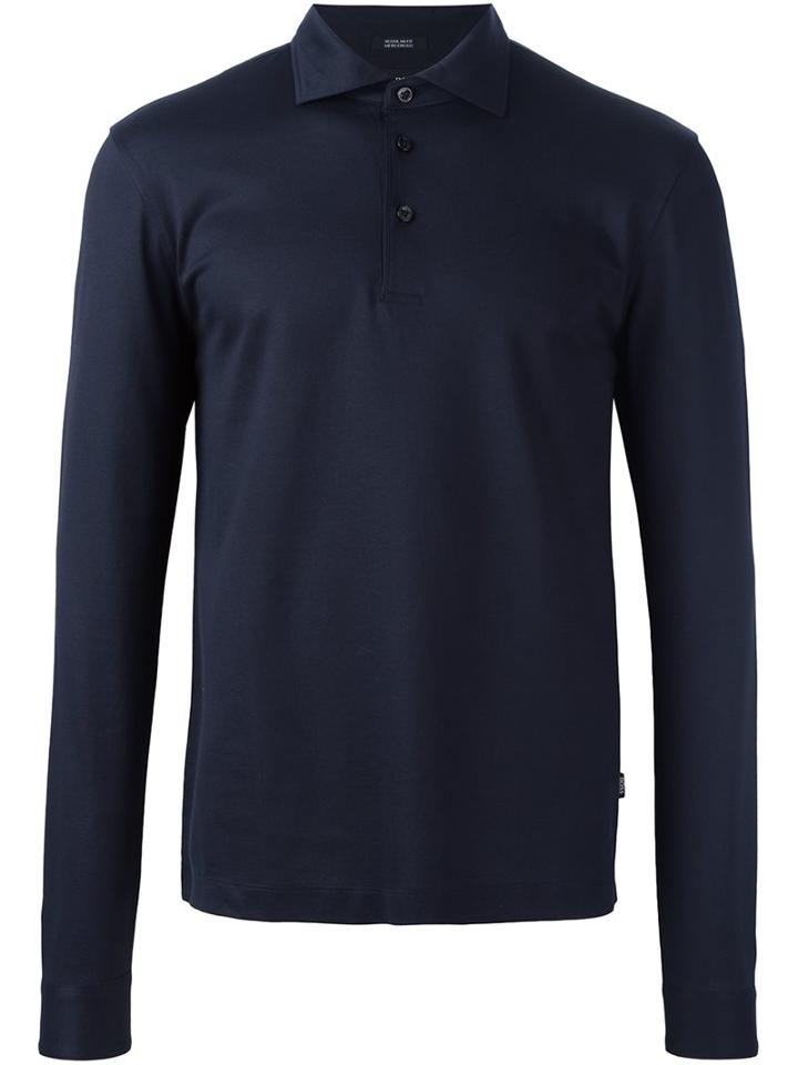 Boss Hugo Boss Longsleeved Polo Shirt, Men's, Size: Large, Blue, Cotton