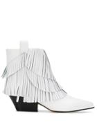 Sergio Rossi Fringed Boots - White