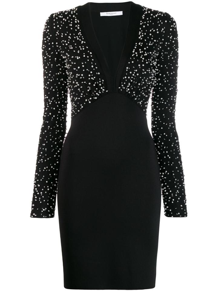 Givenchy Pearl Plunge Mini Dreess - Black