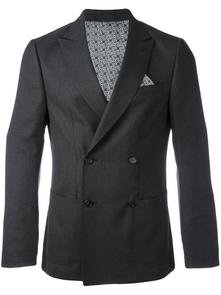 Z Zegna Double Breasted Blazer, Men's, Size: 52, Grey, Wool/cupro/cotton