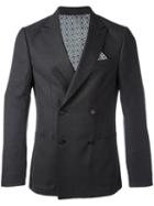 Z Zegna Double Breasted Blazer, Men's, Size: 52, Grey, Wool/cupro/cotton