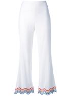 Sara Battaglia - Rainbow Trim Cropped Trousers - Women - Spandex/elastane/viscose - 46, White, Spandex/elastane/viscose