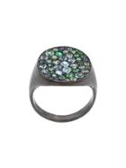 Colette 18kt Black Gold Pave Emerald Cocktail Ring