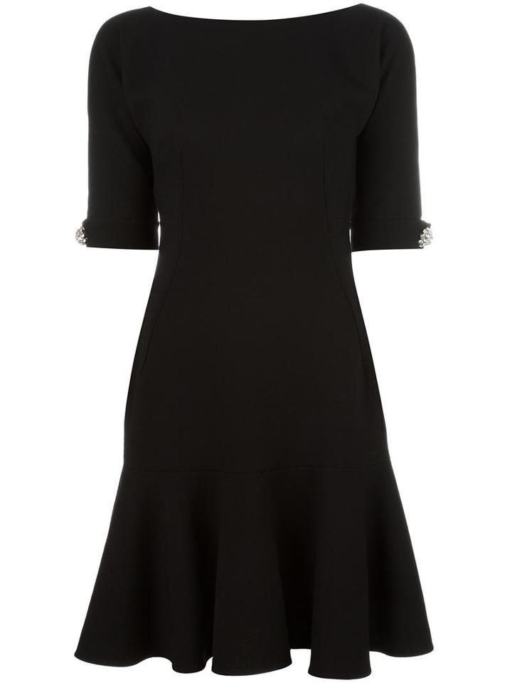 Dolce & Gabbana Peplum Hem Dress, Women's, Size: 44, Black, Wool/spandex/elastane/silk