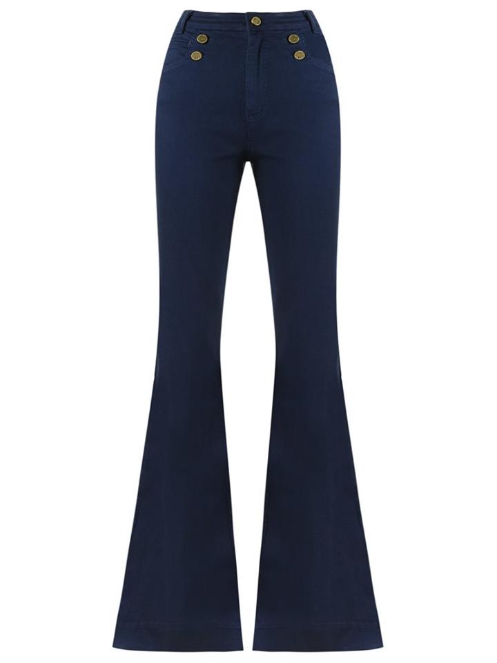 Talie Nk Flared Trousers, Women's, Size: 36, Blue, Cotton/spandex/elastane