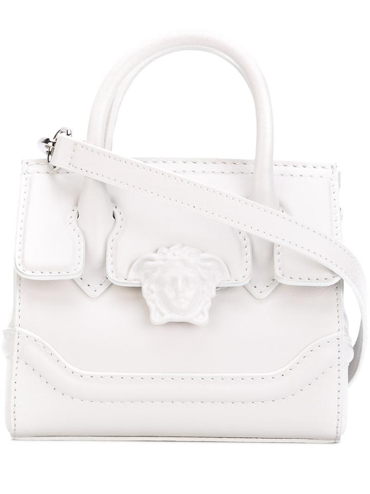 Versace Mini Palazzo Empire Tote Bag, Women's, White, Leather