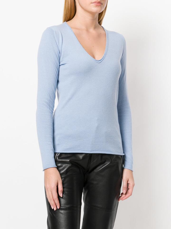 Allude V-neck Sweater - Blue