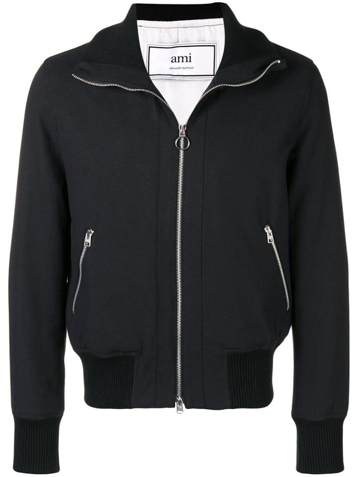 Ami Alexandre Mattiussi Funnel Neck Zipped Jacket - Black