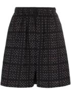 Edward Crutchley Ikat Print Checked Drawstring Shorts - Black