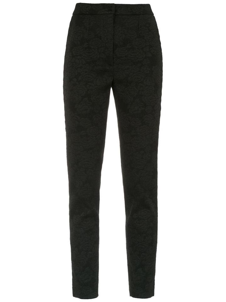 Dolce & Gabbana Floral Brocade Skinny Trousers - Black