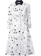 Oscar De La Renta Ruched Waist Dress, Women's, Size: 10, White, Cotton/spandex/elastane