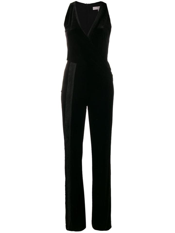 Galvan Velvet Wrap Jumpsuit - Black