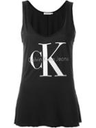 Calvin Klein Jeans Logo Print Tank Top, Women's, Size: M, Black, Lyocell/cotton