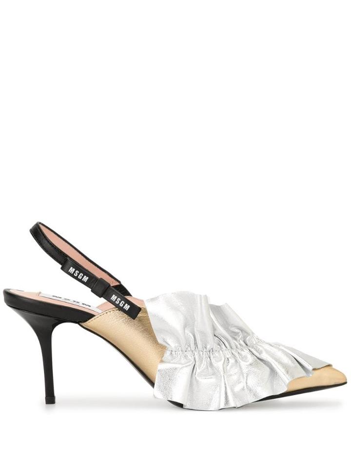 Msgm Ruffled Detail Pumps - Silver