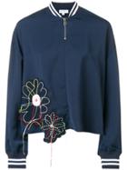 Mira Mikati Floral Applique Bomber Jacket - Blue