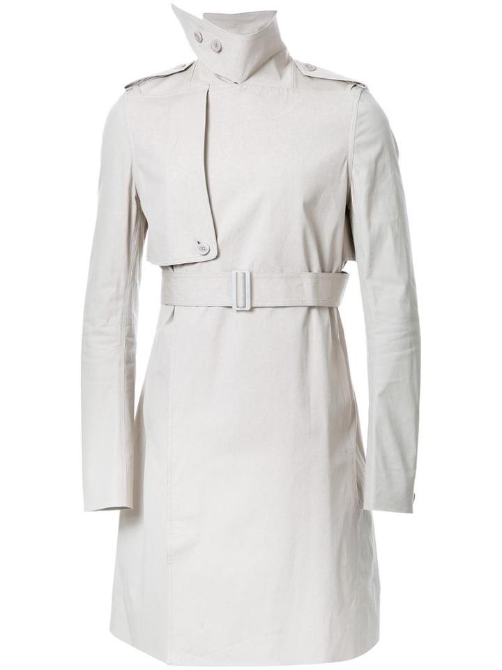 Rick Owens Belted Trench Coat, Men's, Size: 50, Grey, Cotton/polyurethane