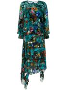 Preen By Thornton Bregazzi Floral Flared Dress - Blue
