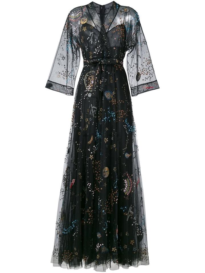 Valentino 'astro Couture' Evening Dress, Women's, Size: 40, Black, Silk/cotton/polyamide/metallic Fibre