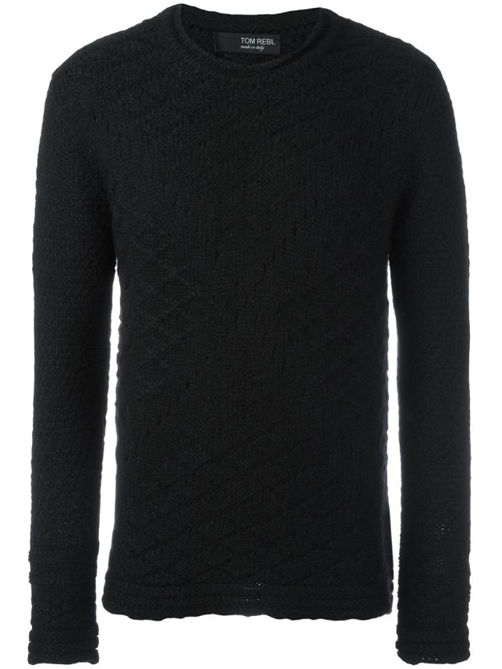 Tom Rebl Geometric Pattern Knit Sweater - Black