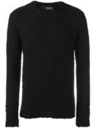 Tom Rebl Geometric Pattern Knit Sweater - Black