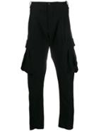 Masnada Pinstriped Cargo Trousers - Black