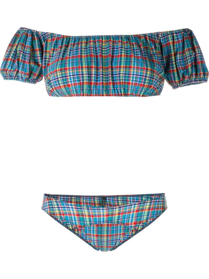 Lisa Marie Fernandez Leandra Off-shoulder Plaid Bikini